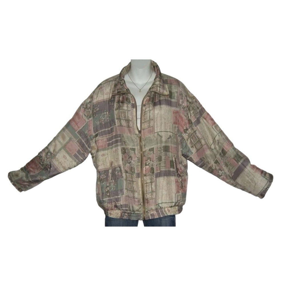Stunt Sports Jacket Vintage 90's Silk Cottage Cottagecore Grandma Grandmacore L
